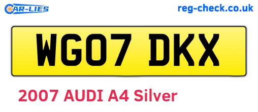 WG07DKX are the vehicle registration plates.