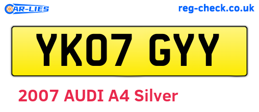 YK07GYY are the vehicle registration plates.