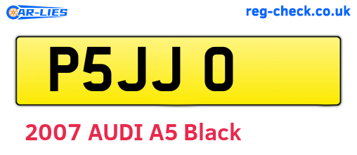 P5JJO are the vehicle registration plates.