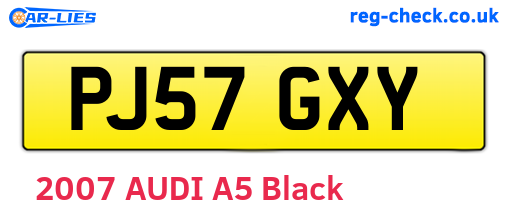 PJ57GXY are the vehicle registration plates.
