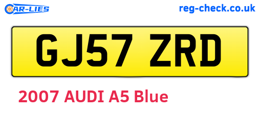 GJ57ZRD are the vehicle registration plates.