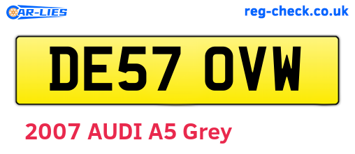 DE57OVW are the vehicle registration plates.