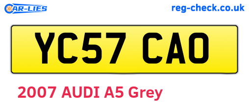 YC57CAO are the vehicle registration plates.