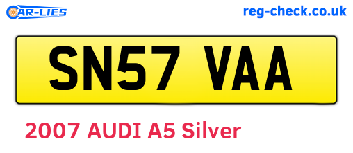 SN57VAA are the vehicle registration plates.