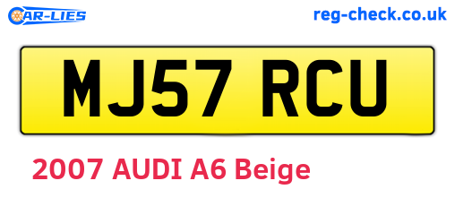 MJ57RCU are the vehicle registration plates.