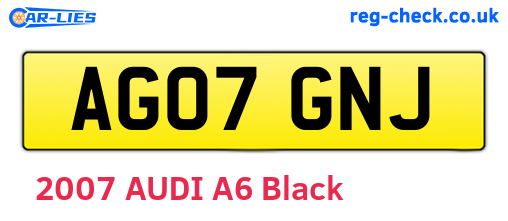 AG07GNJ are the vehicle registration plates.