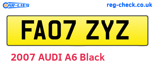 FA07ZYZ are the vehicle registration plates.