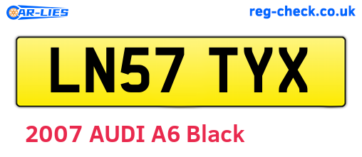 LN57TYX are the vehicle registration plates.