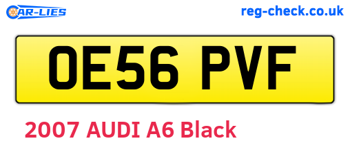 OE56PVF are the vehicle registration plates.