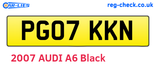PG07KKN are the vehicle registration plates.