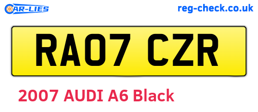 RA07CZR are the vehicle registration plates.