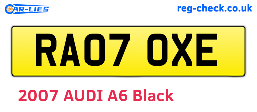 RA07OXE are the vehicle registration plates.