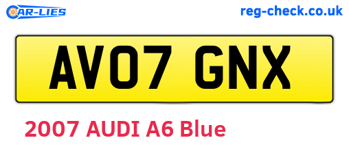 AV07GNX are the vehicle registration plates.