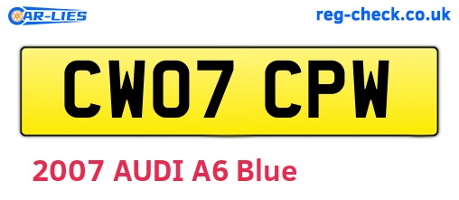CW07CPW are the vehicle registration plates.