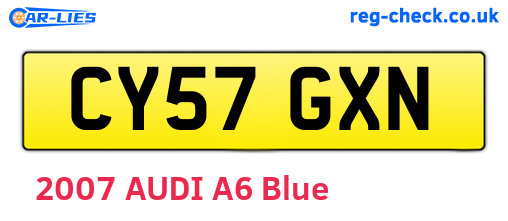 CY57GXN are the vehicle registration plates.