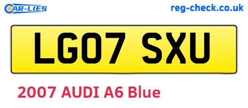 LG07SXU are the vehicle registration plates.