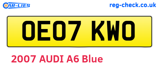 OE07KWO are the vehicle registration plates.