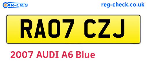 RA07CZJ are the vehicle registration plates.