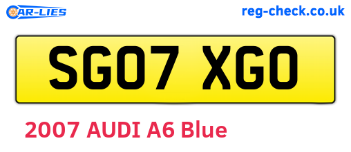 SG07XGO are the vehicle registration plates.