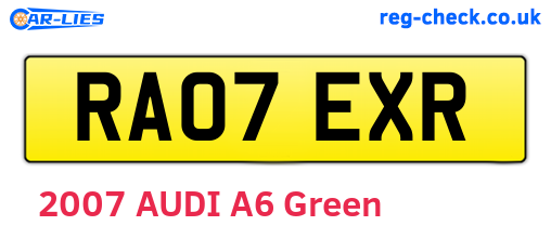RA07EXR are the vehicle registration plates.