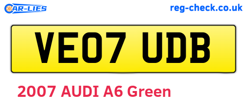 VE07UDB are the vehicle registration plates.