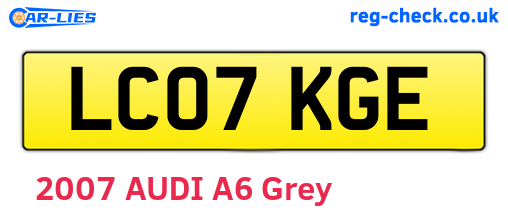 LC07KGE are the vehicle registration plates.