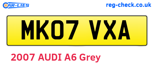 MK07VXA are the vehicle registration plates.