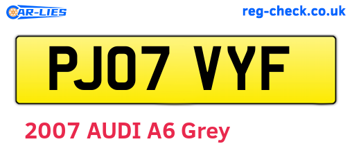PJ07VYF are the vehicle registration plates.