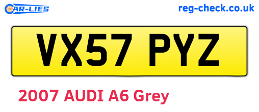 VX57PYZ are the vehicle registration plates.