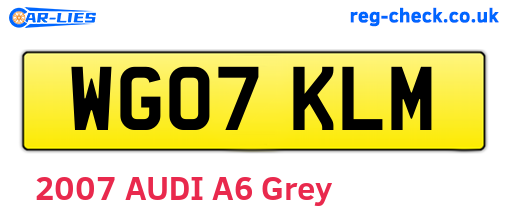 WG07KLM are the vehicle registration plates.