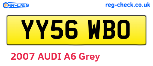 YY56WBO are the vehicle registration plates.