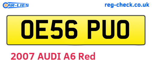 OE56PUO are the vehicle registration plates.