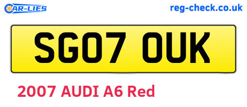 SG07OUK are the vehicle registration plates.