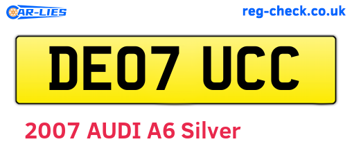 DE07UCC are the vehicle registration plates.