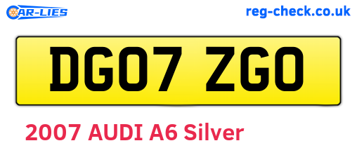 DG07ZGO are the vehicle registration plates.