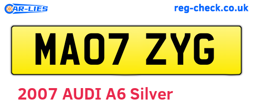MA07ZYG are the vehicle registration plates.