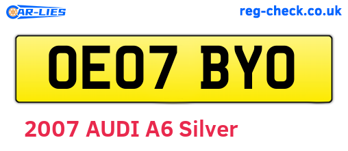 OE07BYO are the vehicle registration plates.