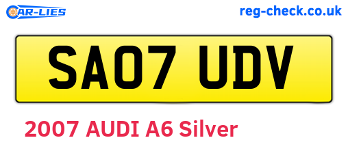 SA07UDV are the vehicle registration plates.
