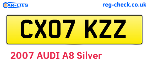 CX07KZZ are the vehicle registration plates.