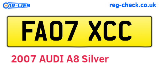 FA07XCC are the vehicle registration plates.