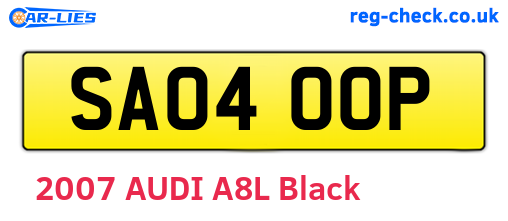 SA04OOP are the vehicle registration plates.