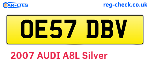 OE57DBV are the vehicle registration plates.
