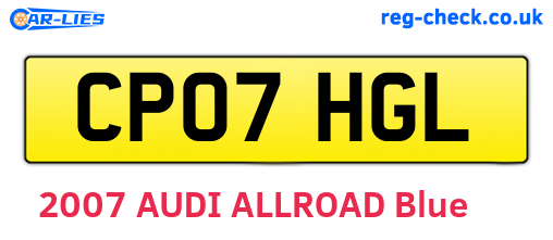 CP07HGL are the vehicle registration plates.