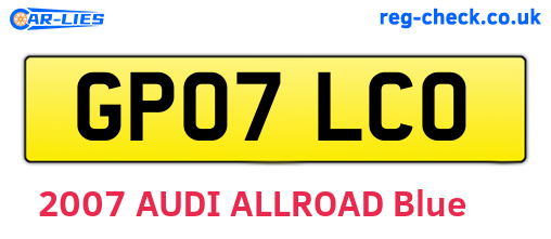 GP07LCO are the vehicle registration plates.