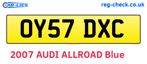 OY57DXC are the vehicle registration plates.