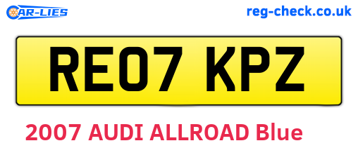 RE07KPZ are the vehicle registration plates.