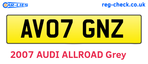 AV07GNZ are the vehicle registration plates.
