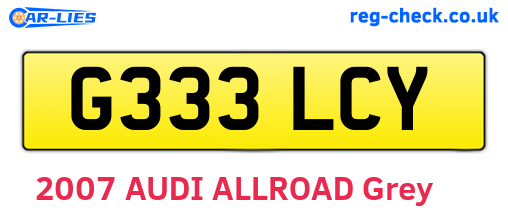 G333LCY are the vehicle registration plates.