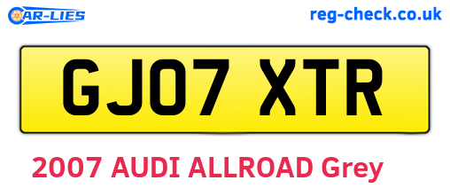 GJ07XTR are the vehicle registration plates.