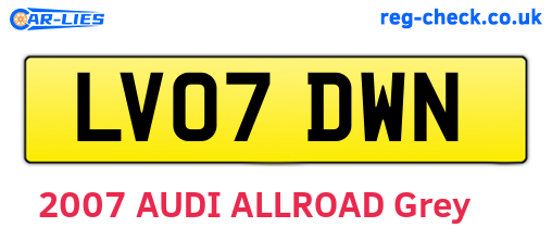 LV07DWN are the vehicle registration plates.